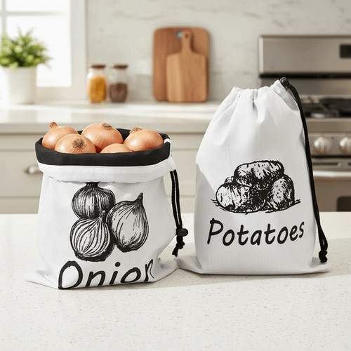 Onion potatoes storage - onion, bag