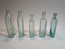Box Lot of 6 VINTAGE OLD ANTIQUE MEDICINE APOTHECARY CURE MEDICAL GLASS  BOTTLES