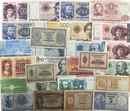 Norwegian krone bank notes - krone,