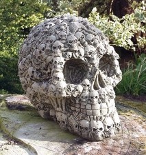 STONE GARDEN SKULL GOTHIC SKELETON HUMAN HEAD ORNAMENT STATUE☠️💀