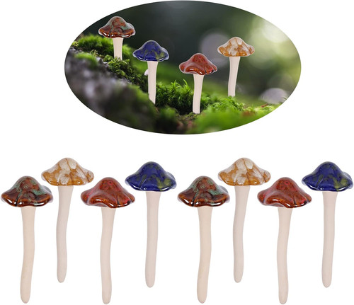 8pcs ceramic garden mushroom - garden,