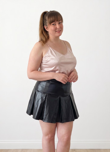 Black pvc faux leather - black,