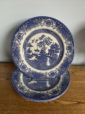 Johnson Bros Blue and White Old Willow Dinner Plates 25cm- Set of 3