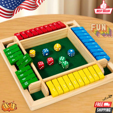 2-4 Player Wooden Shut The Box Dice Game Math Board Game Family Fun Free Ship🚚