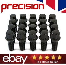 20 x Black Wheel Nuts Bolts for VW Golf R32 with Aftermarket Alloys
