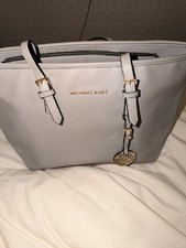 Ladies MICHAEL KORS Grey Leather Zipped Jet Lag Tote Handbag Bag w dustbag A10