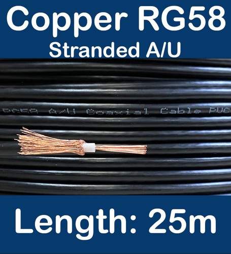 25m copper black rg58 50 - a/u,