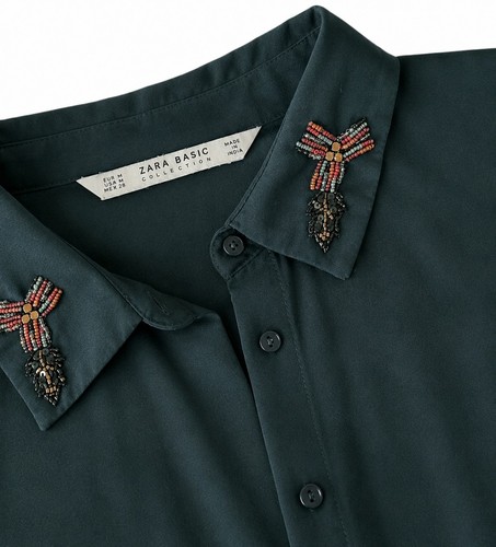 Zara dark green - green, embellished