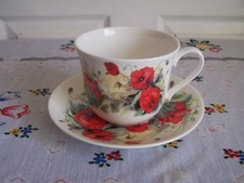 Roy Kirkham Poppies Large Breakfast Cup & Saucer Poppy's Fine Bone China