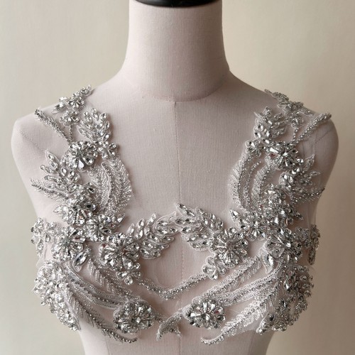Silver rhinestone applique - silver,