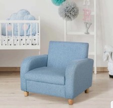 HOMCOM Child Armchair Wood Frame w/ Padding Seat Low-Rise Bedroom Blue