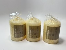 IKEA Fenomen Unscented Block Candle Set of 3 Natural 564.704.12 4" 28 Hour Burn