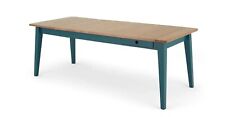 New Large Oak & Teal 1.75M-2.15M Extending Dining Table *Made.com Ralph*