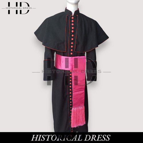 Black cotton cassock robe - black,
