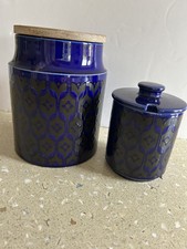 Vintage Hornsea Heirloom Blue Lidded Jar And Preserve Pot