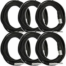 SEISMIC AUDIO - 6 Pk of Black 25 Ft XLR Male to 1/4" TRS Patch Cable Snake Cords