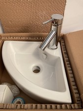 White Ceramic Corner Sink