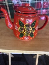 Vintage  Floral Enamel  Tea