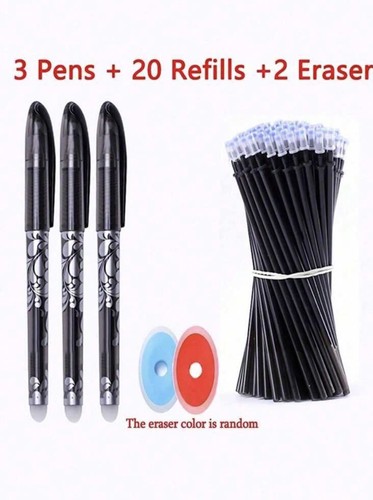 Black gel pens - set, with