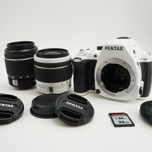Pentax white dslr camera - k-50,