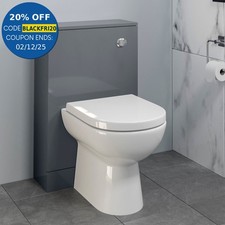 Bathroom Toilet WC Concealed Cistern Unit Pan Soft Close Seat Gloss Grey 500mm