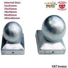 GALVANISED SQUARE Metal Fence Gate Post Cap Caps Flange Size51 to 101mm BALL TOP