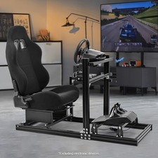 Marada 6030 Aluminum Racing Sim Cockpit with Seat Fit Logitech G923 THRUSTMASTER