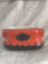 Ditmar Urbach Art Deco Teapot Czechoslovakian Lava Orange Red Alienware Planter