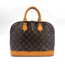 Louis Vuitton Alma PM Monogram Brown Leather Canvas Tote Satchel Gold Hardware