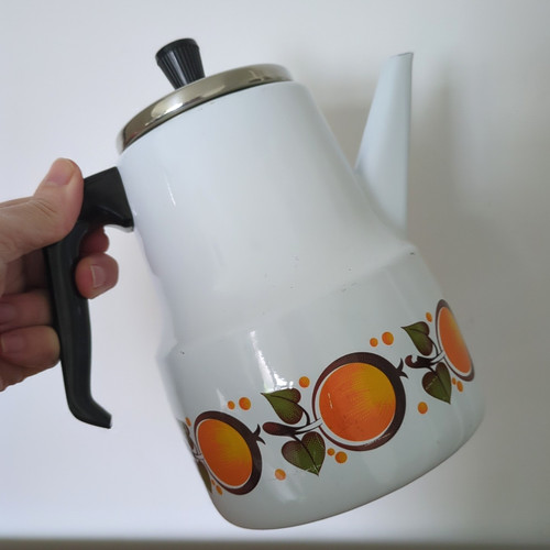 Vintage enamel coffee pot tea - enamel,