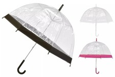 UK Large Clear See Through Dome Umbrella Ladies Transparent Walking Rain Brolly