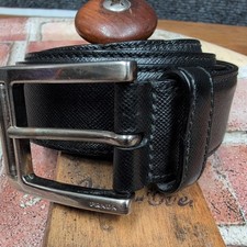 PRADA Classic Saffiano Italian leather Ebony Dress Belt # 3259 Sz 90/36