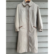 Rain Shedder Vintage Trench Coat Wool Lined Taupe Brown Trim Singapore