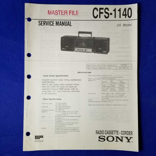 Sony cfs 1140 - cfs-1140, service