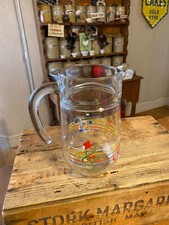 Vintage Glass Tall Cocktail / Juice Jug – Colourful Musical Notes – Great! –