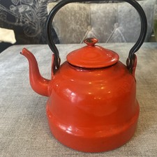 Polish red enamel teapot - enamel,