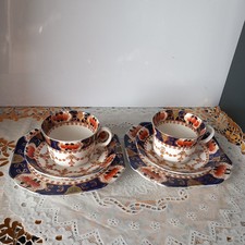 Antique Melba Bone China Imari Pattern Two Trios Sets Made In England 