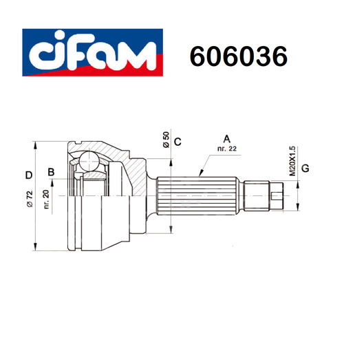 Cifam axle joint wheel side - cv,