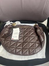 Zara brown QUILTED LEATHER BAG WITH CHAIN new with tags RRP £99❤️🌸🎁