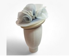 Jane Taylor of London Occasion Hat Ivory Blue Ruffle Fascinator Wedding Preloved