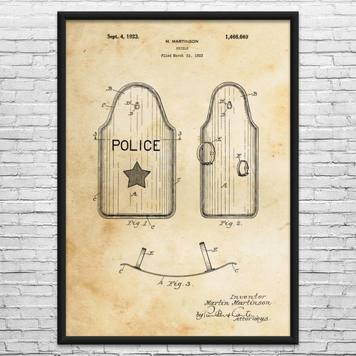 Riot shield patent wall - riot, art