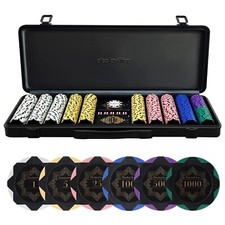 500 Pieces 13.5g Clay Poker Chips Set for Texas Holdem Christmas Gift UK