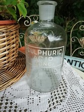 Antique Chemist Laboratory 18cm Glass Bottle Acid Etched Circa 1910