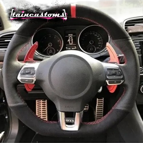Black suede leather - suede, steering