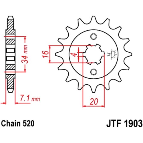 Gear pinion 15t pitch 520 - pitch,