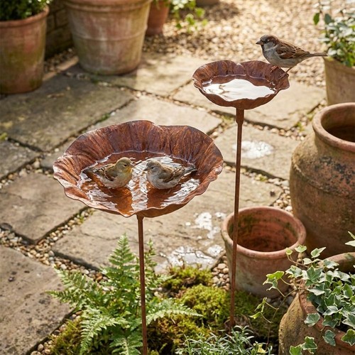Iron art metal bird bath - art,