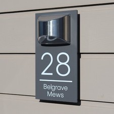 Solar Light House Sign LED Illuminated Contemporary Modern Door Number Plaque