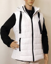 PURE WHITE HOODED FITTED BODYWARMER GILET UK 14-16 PADDED