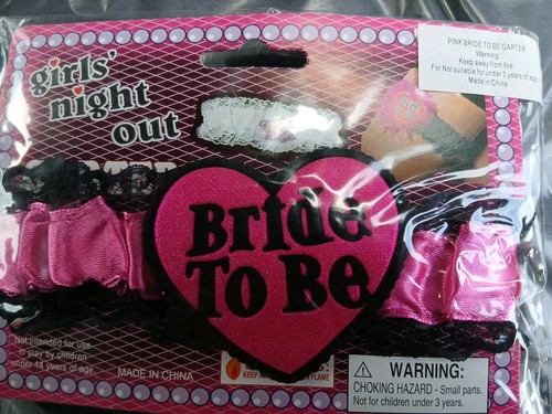 Bride pink black garter - pink,