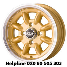 Classic Mini 5x12 Superlight / Gold Hi-Lite Alloy Wheels (NEW)